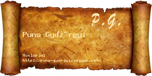 Puns Györgyi névjegykártya